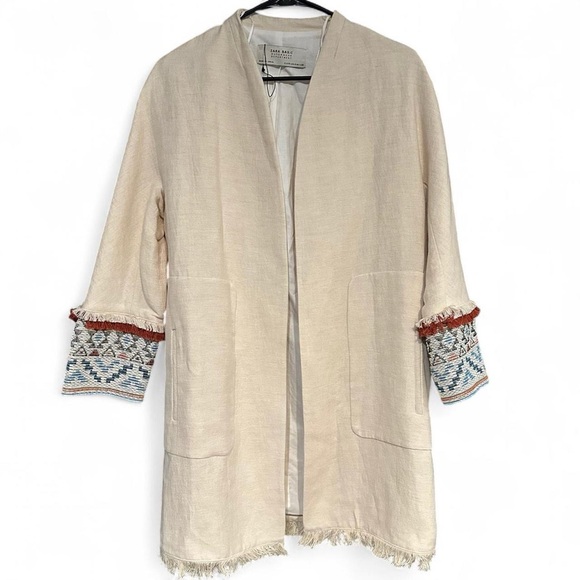 Zara NWOT Open Southwestern “Tribal Linen Coat” - Picture 2 of 5